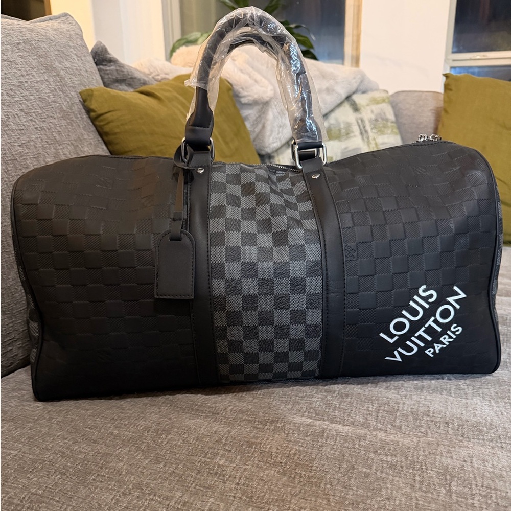 L Keepall Bandoulière 45 graphite damier duffle travel oversized - Picture 4 of 9